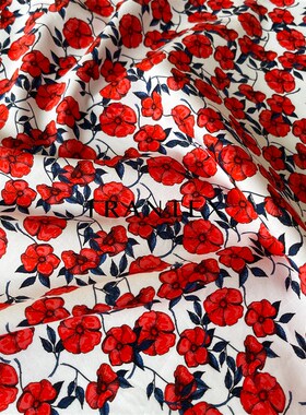 2021新款春夏全棉纯棉t布平纹府绸印花碎花手工服装连衣裙面料布