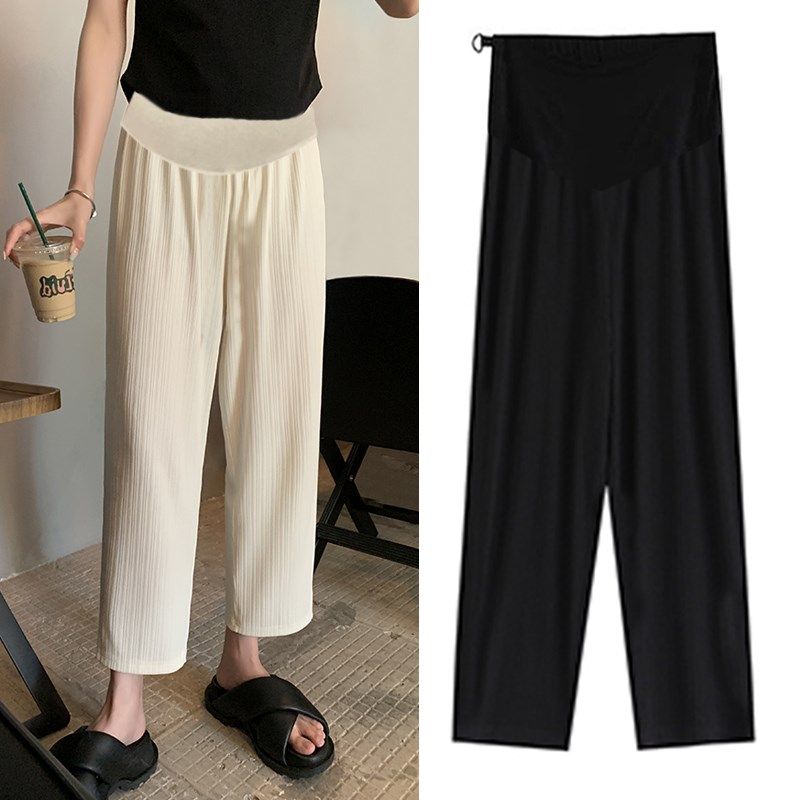 小个子孕妇裤春夏季垂感冰丝肌理阔腿裤薄款直筒百搭托腹九分裤,孕妇装/孕产妇用品/营养,孕妇打底裤,淘宝优惠券,粉丝福利购,淘宝优惠卷