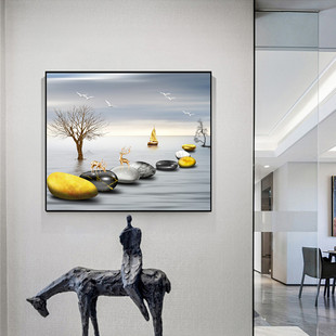 地中海风格电表箱装饰画遮挡电闸盒子关配电箱免打大帆船风景