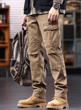 无界美式工装裤男宽松直筒2026夏季新款复古长裤男士多口袋休闲裤