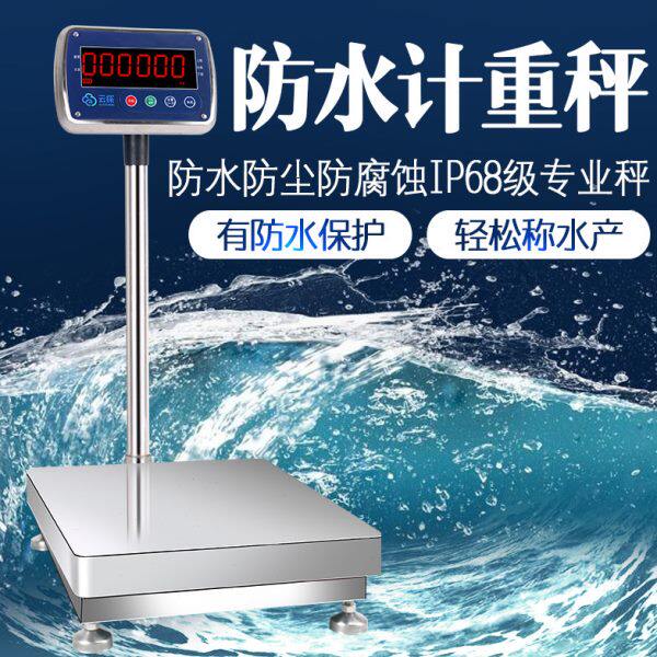 云探全不锈钢称防水称电子磅秤150kg海鲜水产商用台秤食品加工厂