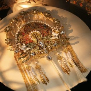 中式团扇秀禾新娘结婚礼出工喜扇材料包古风成品扇子