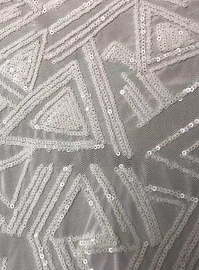 甄选夏季网布珠片绣几何花型 现货蕾丝embriodery fabric刺绣布