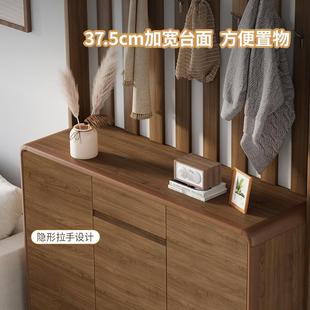 柜一体挂衣架入户靠墙大容量玄关柜隔断柜带家用 衣帽架门口实木鞋