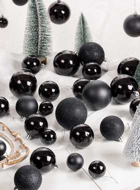黑色圣诞球4CM6CM8CM亮光哑光吊球橱窗吊顶圣诞树挂件电镀装饰品