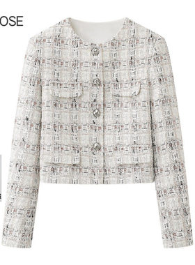 2026春季新款艾诺丝时尚纽扣名媛千金小香风粗花呢短外套女101181