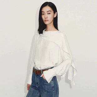 Ariose艾诺丝雅诗2026秋装新款时尚简约飘带衬衫女上衣BR503162