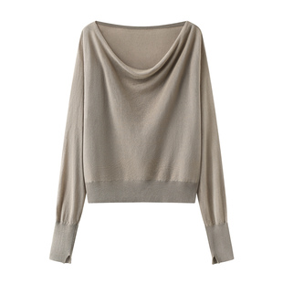 商场同款 显瘦针织衫 2026春装 高级感荡领百搭长袖 女802190 新款 艾