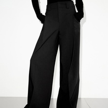 艾诺丝商场同款2025秋新款高腰黑色直筒休闲裤女阔腿西裤AR303013