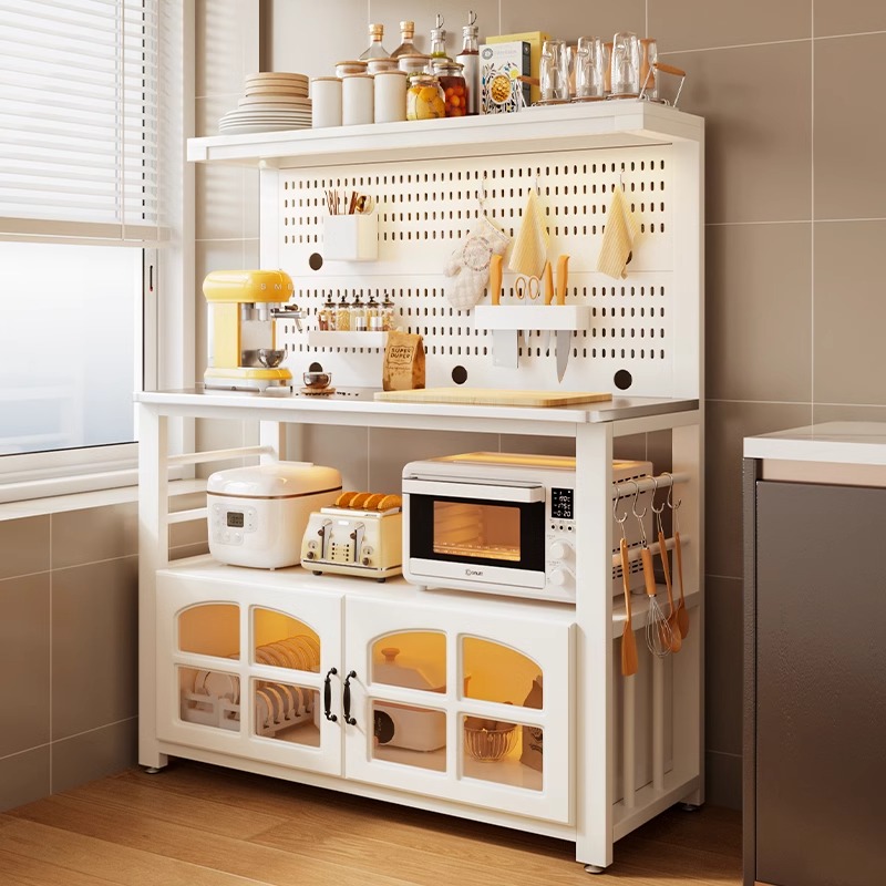 厨房不锈钢操作台切菜桌洞洞板置物架落地多层收纳层架多功能餐柜