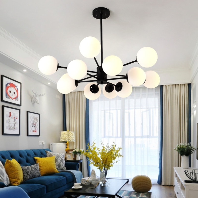 北欧灯具客厅灯个性创意魔豆卧室书房餐厅灯大气分子吊灯喷漆磨砂