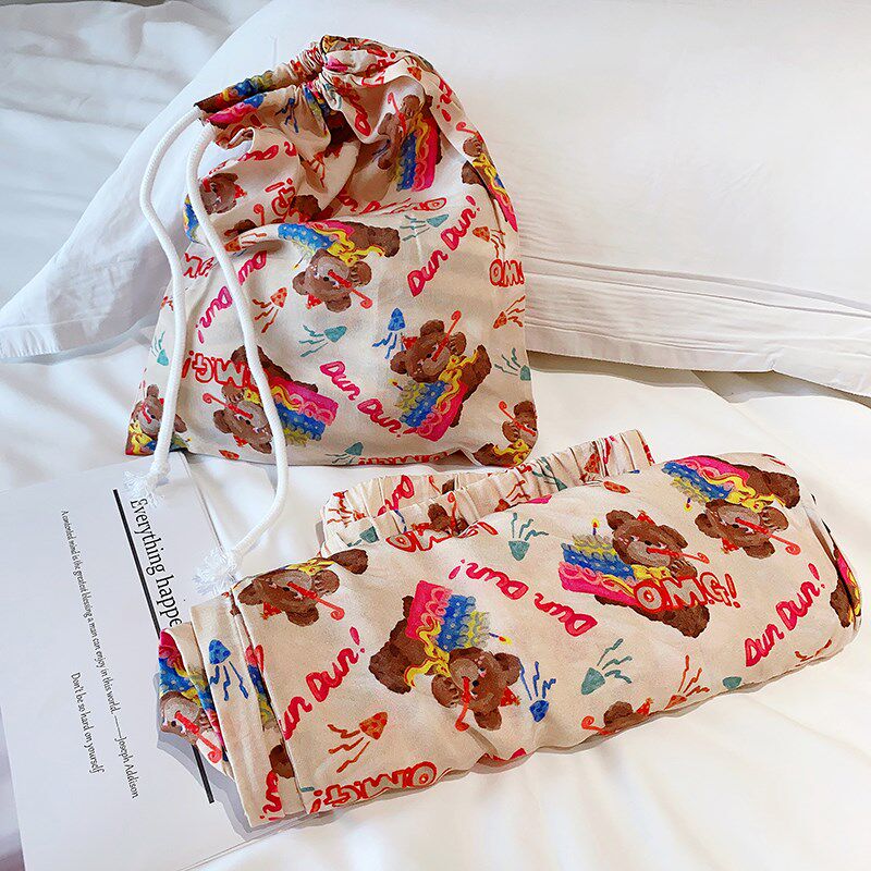 送布袋~薄款长睡裤女士春秋夏款纯棉卡通家居裤直筒休闲遛弯裤