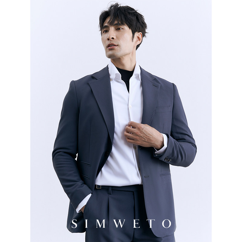 英伦那不勒斯西装免熨烫白色套装男士婚礼商务上班百搭意式卡其西