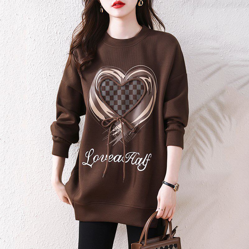 中长款卫衣女士遮屁股时尚洋气春款2025春秋新款爆款大码胖mm上衣