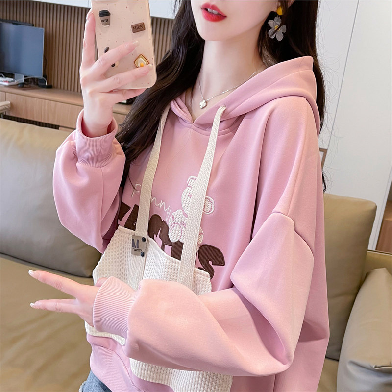 早秋装连帽卫衣女春秋季韩版宽松大码薄款学生百搭小个子带帽外套