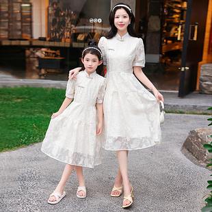 高端亲子装母女装洋气旗袍连衣裙2023新款夏款复古中国风改良夏季