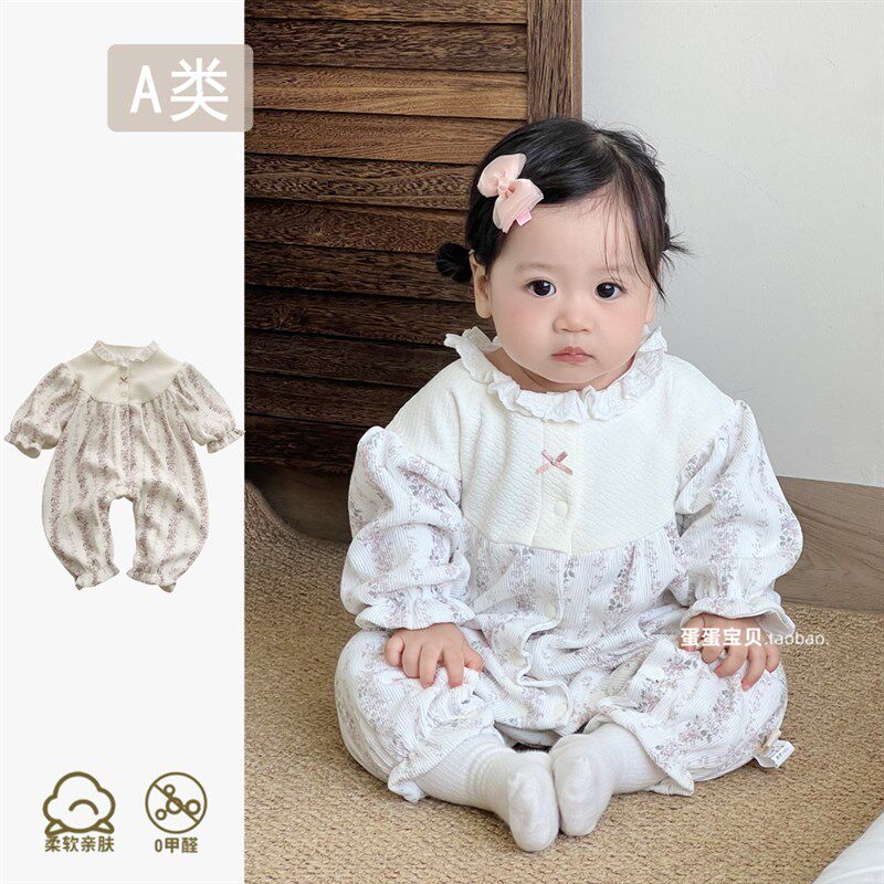 婴儿衣服女宝宝春装连体哈衣公主超萌洋气爬服春秋季一岁外出幼儿