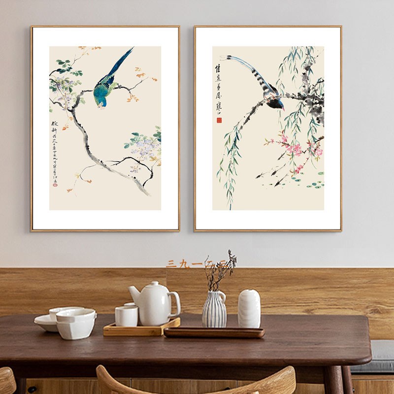 新中式装饰画中国风玄关走廊过道单幅挂画现代简约有框画卧室床头