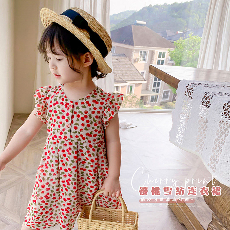 女童连衣裙2023新款夏装儿童裙子中小童宝宝公主裙碎花洋气雪纺裙