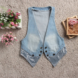 复古背心外套夏季 无袖 薄款 2020牛仔马甲女装 马 春季 修身 夹女 短款