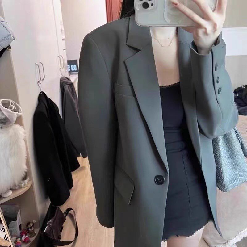 高级感灰色小个子西装外套女2024新款春秋小个子韩版宽松休闲上衣