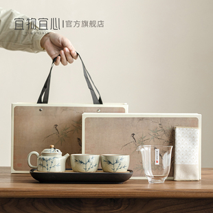 女士小茶壶泡茶家用两人茶具茶器一壶二杯双人茶盘小型办公室瓷器