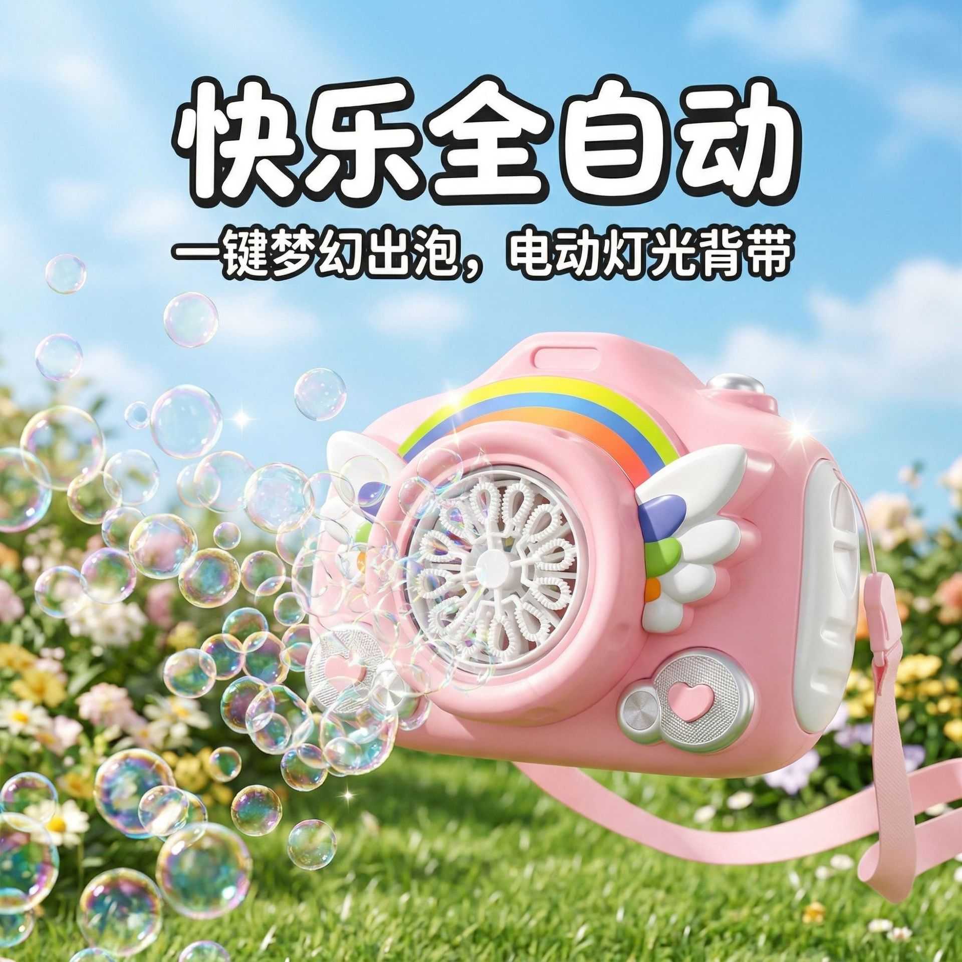 电动泡泡机儿童泡泡照相机音乐发光卡通自动吹泡泡器玩具