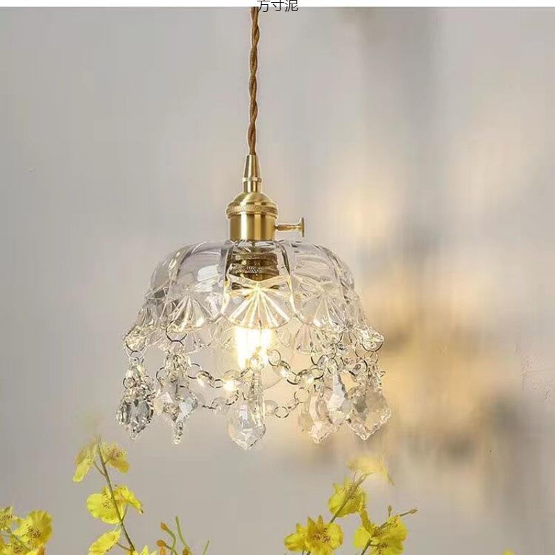 铜过道灯走廊轻奢水晶复古法式衣帽间玄关床头小吊灯吧台入户灯厂