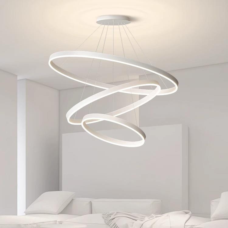 极简客厅吊灯2024新款现代简约大气圆圈客厅灯奶油风餐厅吧台吊灯