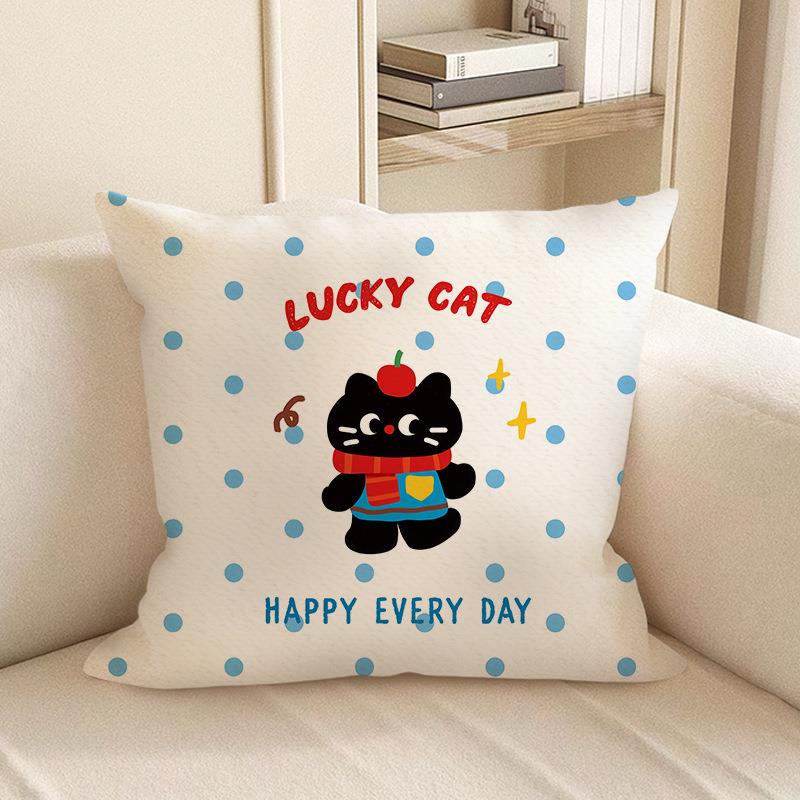 可爱小猫抱枕可爱卧室房间床头装饰靠枕双面客厅沙发可拆洗抱枕套