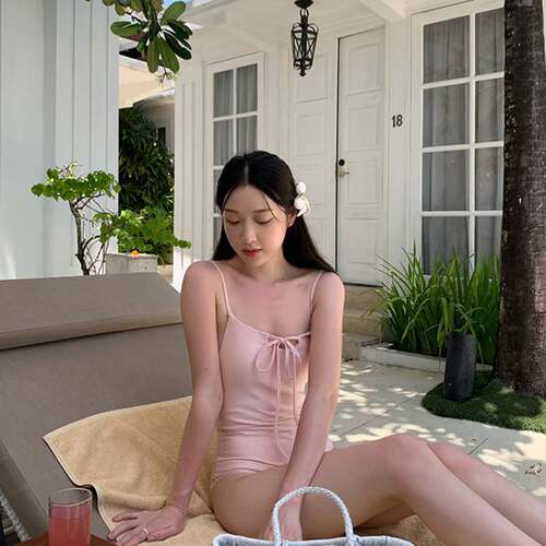 2025新款性感连体三角泳衣女比基尼绑带露背修身度假跨境温泉泳装
