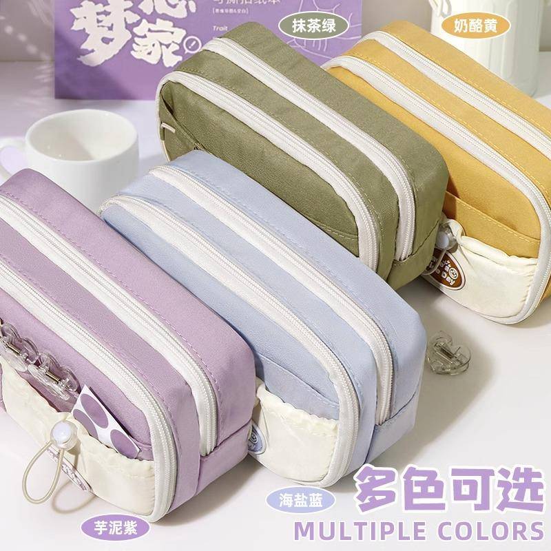 送别针！笔袋高颜值ins风大容量女生抽绳多层设计小众不撞款笔袋