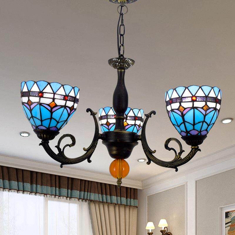蒂凡尼彩色玻璃卧室餐厅门厅酒吧咖啡厅商铺三头艺术吊灯