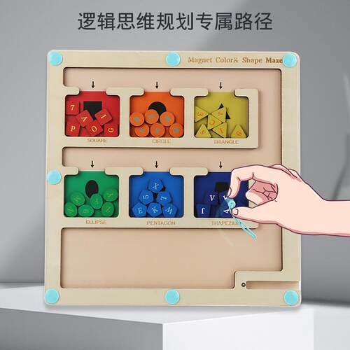 跨境亚马逊儿童早教启蒙磁力颜色分类板幼儿园宝宝形状认知教具