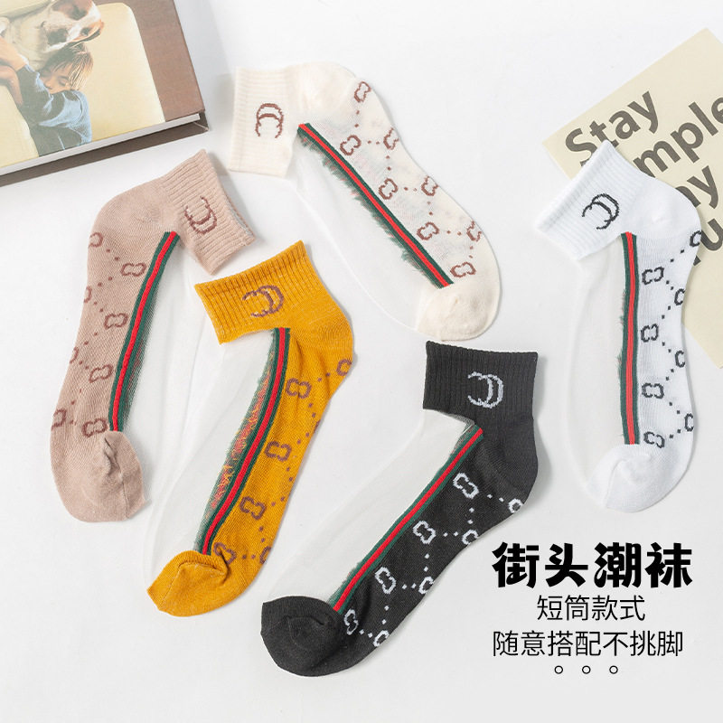 y春夏潮流水晶袜子女士薄