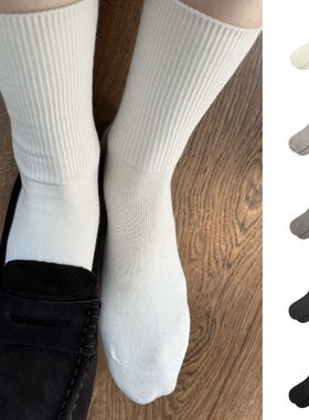 细纹中筒袜双针细抽条螺口包边服帖舒适透气百搭经典袜子春秋纯色