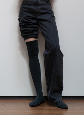 BigSocks过膝压力袜无骨不易起球显瘦保暖不易滑落深灰格雷系秋冬