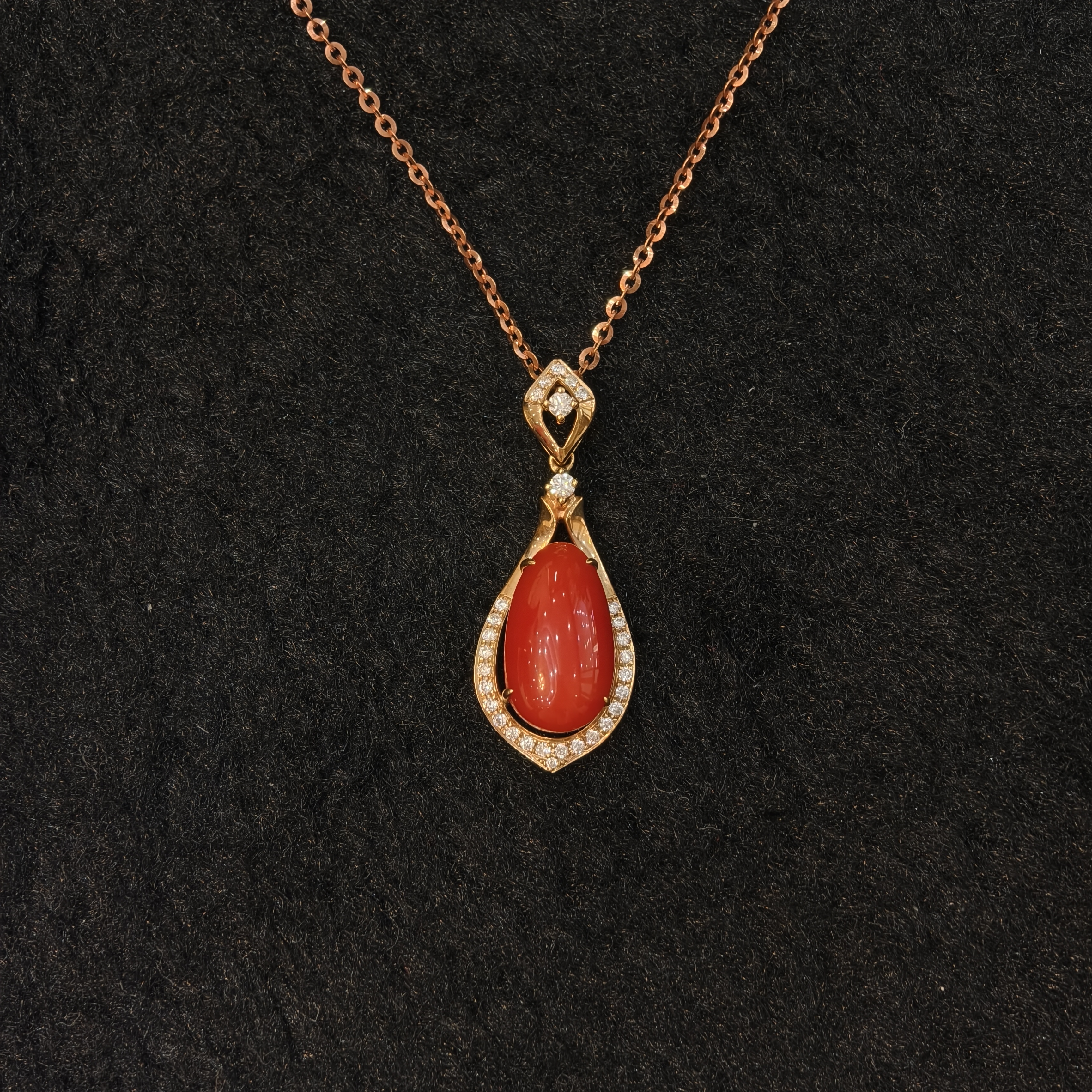 润石珠宝18k金珊瑚吊坠0400038918