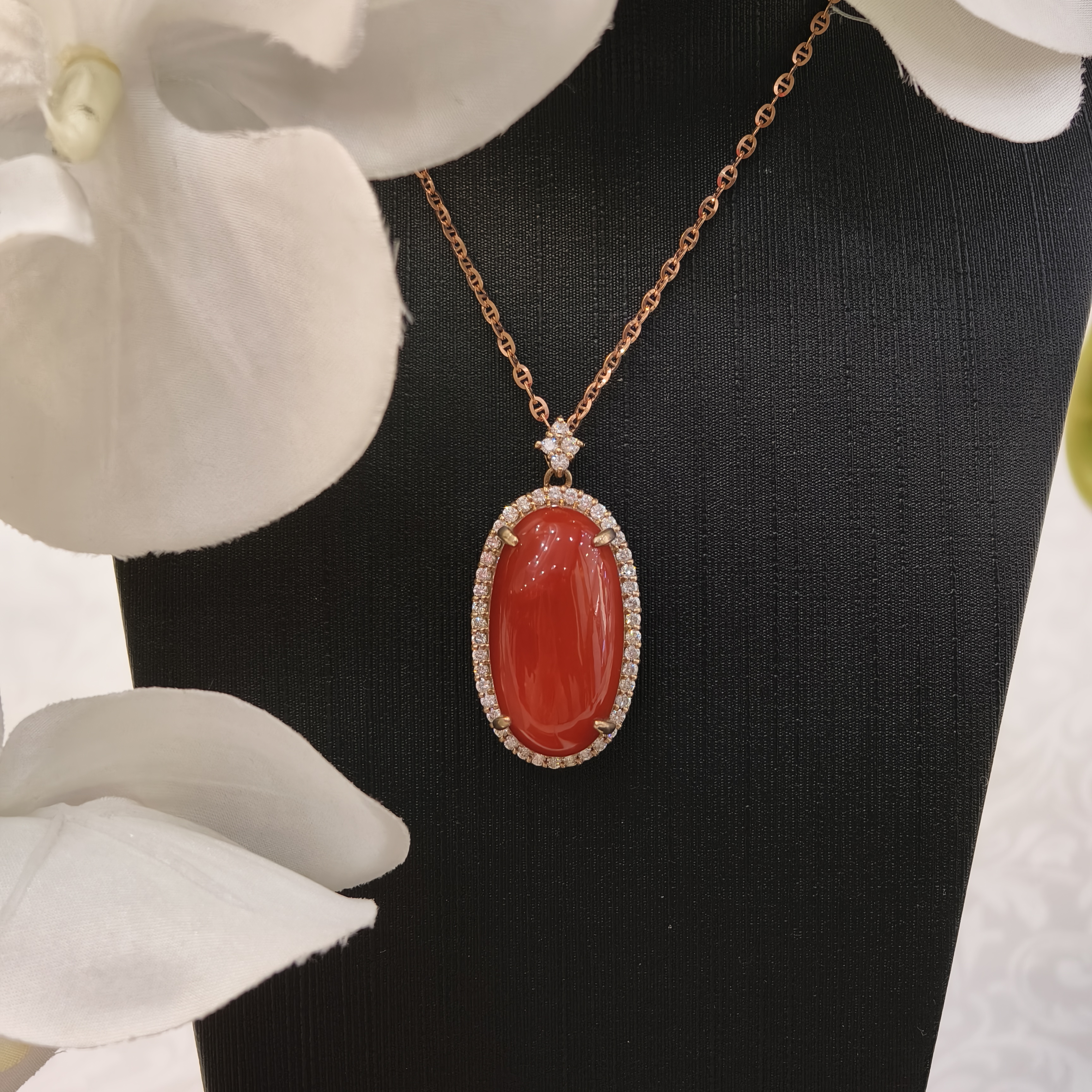 润石珠宝18k金珊瑚项链100009508*