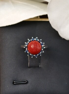 润石珠宝18K金珊瑚戒指13#   JZ001424