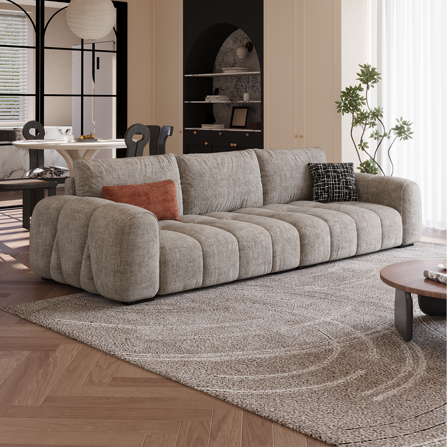 亲肤柔软雪尼尔-落叶松实木框架