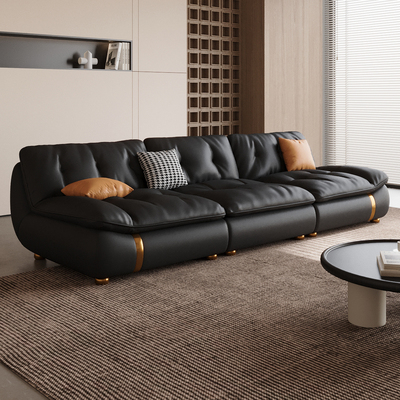 轻奢现代真皮沙发客厅大小户型高端大气别墅直排皮艺沙发贵妃组合