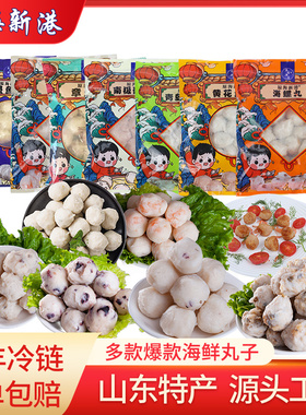 原海新港海鲜粗鱼丸虾丸章鱼丸墨鱼丸海螺丸黄花鱼丸火锅丸子组合
