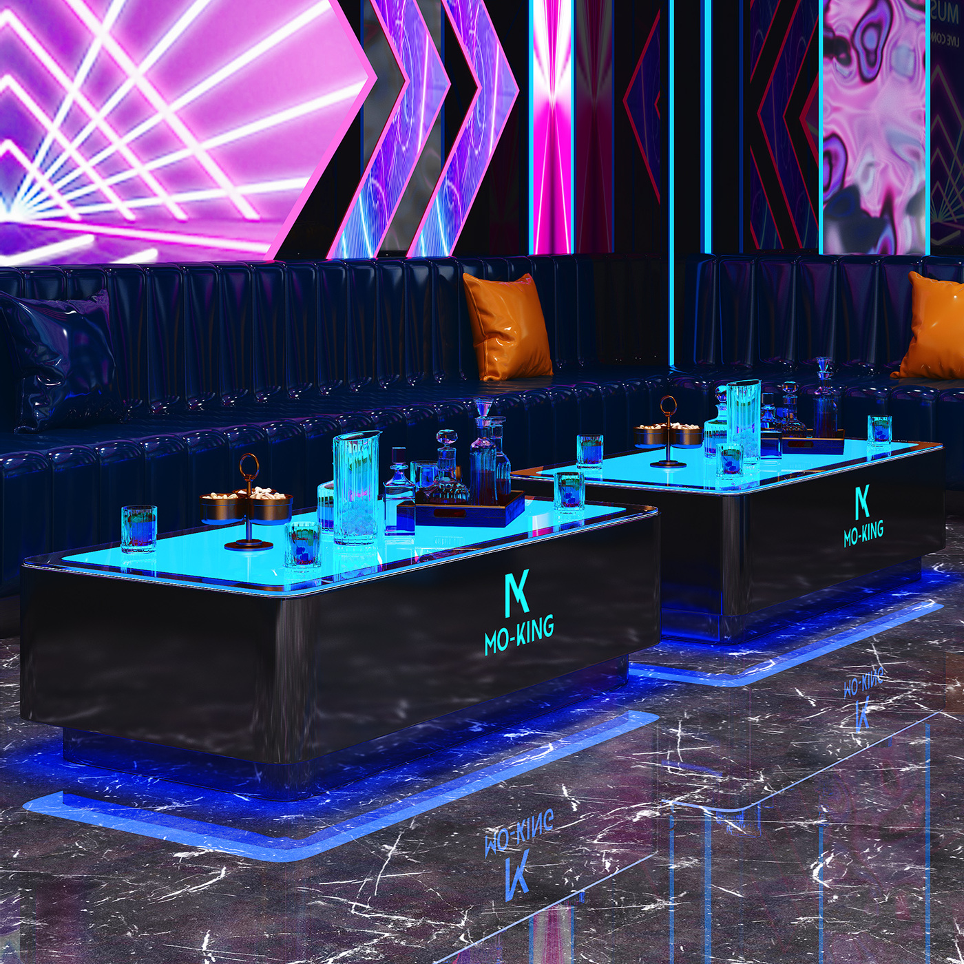 新款KTV发光茶几轻奢钛合