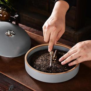 家用防潮茶叶罐子空罐礼盒 普洱茶饼收纳存放盒陶瓷储茶罐中式