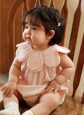 Three Sailors新生婴儿衣服夏装粉女宝宝连体衣满月百天公主礼服