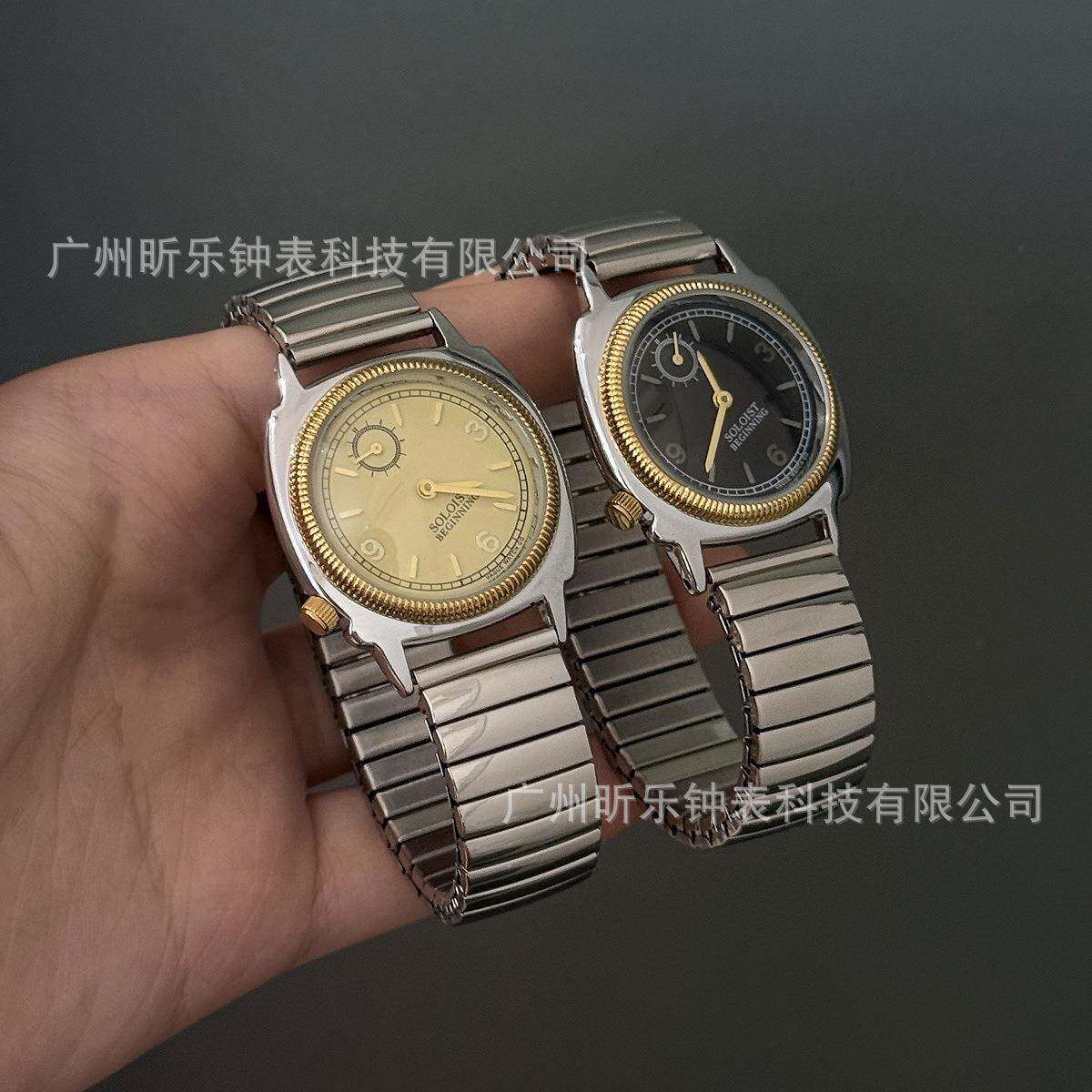 vintage中古手表女弹簧带钢带女表独立秒盘复古轻奢时尚直播爆款