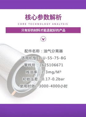 富达螺杆空压机保养耗材三滤LU-55/75-8G NG油气分离器1625106671