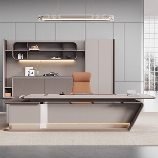 总裁办公桌轻奢高级感老板桌董事长办公室老板办公桌烤漆大班台