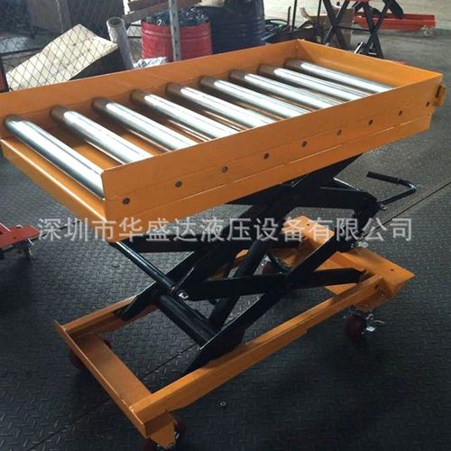 500kg辊筒式液压平台车 手动滚筒升降台 辊筒平台车